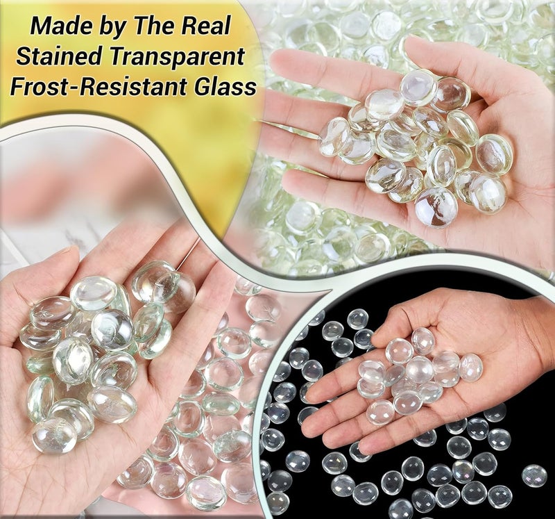 ARSUK Flat Glass Marbles, (2 LBS) Clear Beads Glass Pebbles Vase Fillers Decorative stones, Gems, Floral Fish Tank Rocks, Table Scatter, Crafts, Aquarium, Centerpieces Wedding Décor, (200pcs,0.7–0.8") - Image 3